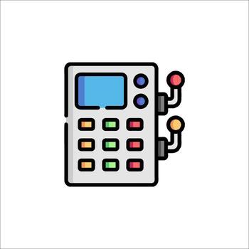 un máquina con botones y un pantalla en eso vector