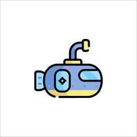 A submarine icon with a blue and yellow color scheme vector