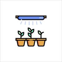 Grow plants in pots with light and water vector