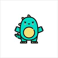 A cute cartoon dinosaur with a yellow and green face vector