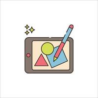 A tablet with a pencil and a paper vector