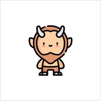 A cartoon character with horns and horns vector