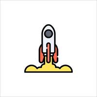 A rocket is flying into the air on a white background vector