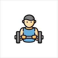 A man is lifting a barbell icon vector