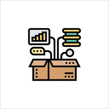 un caja con un computadora y un bar grafico en eso vector