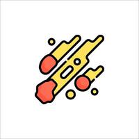 A line drawing of a rocket with a rocket launcher vector