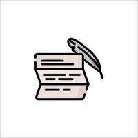 A feather pen and paper icon on a white background vector