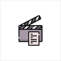A movie clapper icon on a white background vector