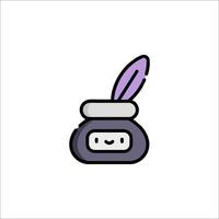A purple ink pot with a feather on top vector