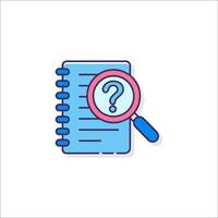 Question mark icon with magnifying glass on notebook vector