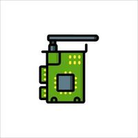 A green computer chip with a small antenna vector
