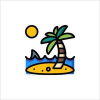 A beach with a palm tree and a wave vector