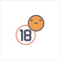 An orange and white icon with the number 18 vector