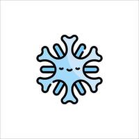 A snowflake icon with a face and eyes vector