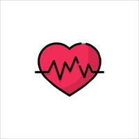 Heartbeat icon with a red heart vector