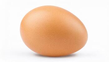 Front view of single fresh brown chicken egg is isolated on white background with clipping pat photo