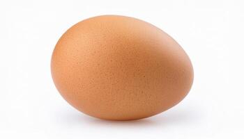Front view of single fresh brown chicken egg is isolated on white background with clipping pat photo