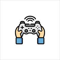 A hand holding a game controller icon vector