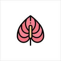 A pink and yellow leaf icon vector
