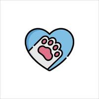 A heart with a paw and paw print on it vector