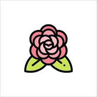 A pink rose with green leaves on it vector