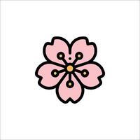 A pink flower with a yellow center on a white background vector