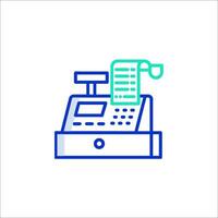 A cash register icon with a paper and a check vector