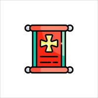 A scroll with a cross on it vector