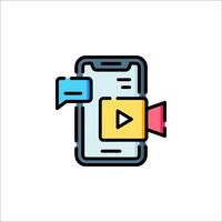 chat icon with a phone and a chat bubble vector