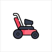 A red lawn mower icon on a white background vector