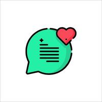A green speech bubble with a red heart on it vector