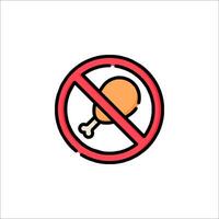 No chicken sign icon isolated on white background vector