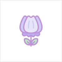 A purple flower with green leaves on it vector