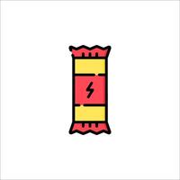 A red and yellow candy wrapper with a lightning bolt on it vector