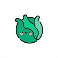 A green leaf with a cute face on it vector