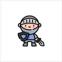 A cartoon knight with a sword and shield vector