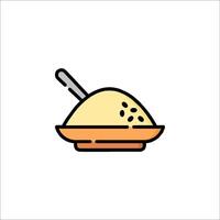 A bowl of cereal with a spoon on top vector