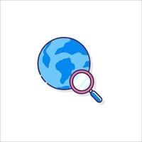 Magnifying globe icon illustration vector