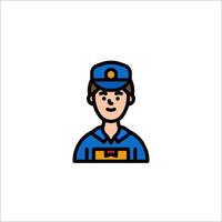A man in a blue uniform with a hat vector