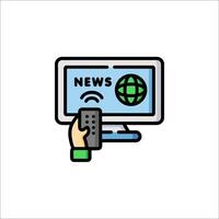 News icon with hand holding remote and computer monitor vector