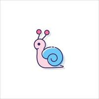 A cute snail icon with a pink and blue shell vector