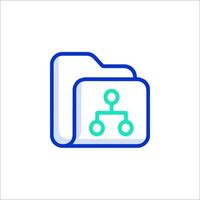 A folder icon with a green and blue outline vector