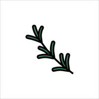 A branch of rosemary is shown in a line drawing vector