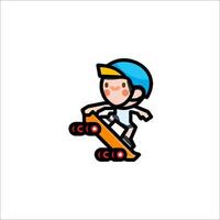 A cartoon boy riding a skateboard vector