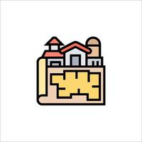 A house and a barn icon in a flat style vector