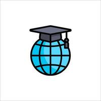 A globe with a graduation cap on it vector