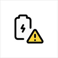 Battery icon with warning sign on white background vector