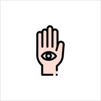 A hand with an eye on it, with a white background vector