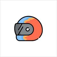 A helmet icon with a blue and orange color vector