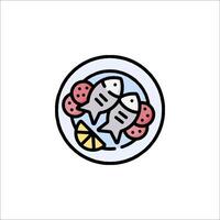 Fish and vegetables icon in a circle vector